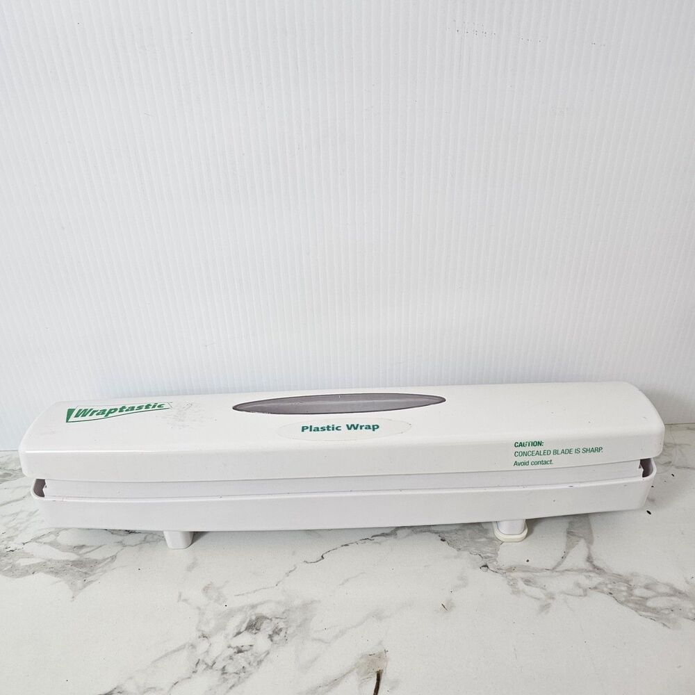 WRAPTASTIC DISPENSER PULL PRESS WRAP FOOD Plastic Wrap Organizer White